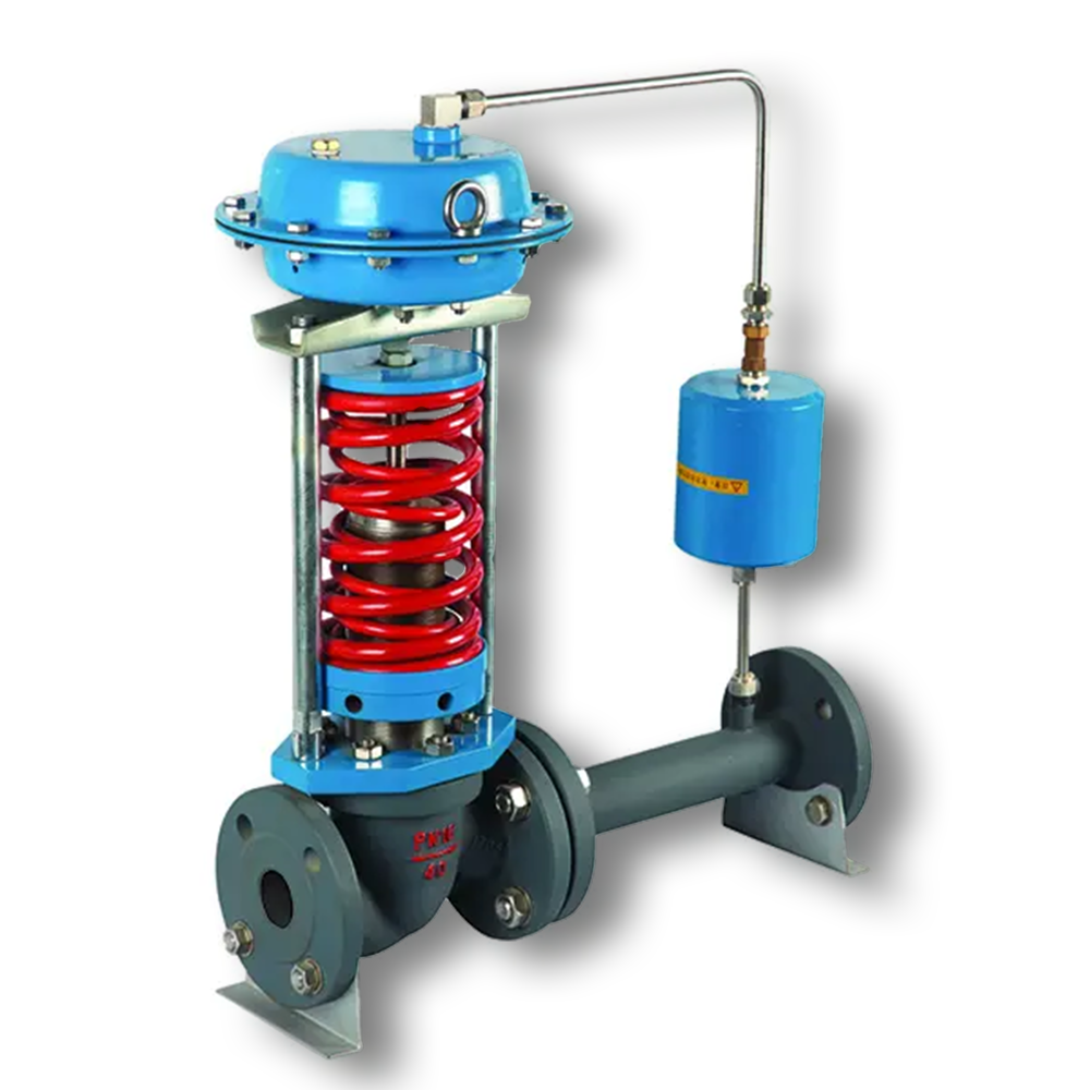 Self-actuated pressure regulator steam reducing control valve with ...